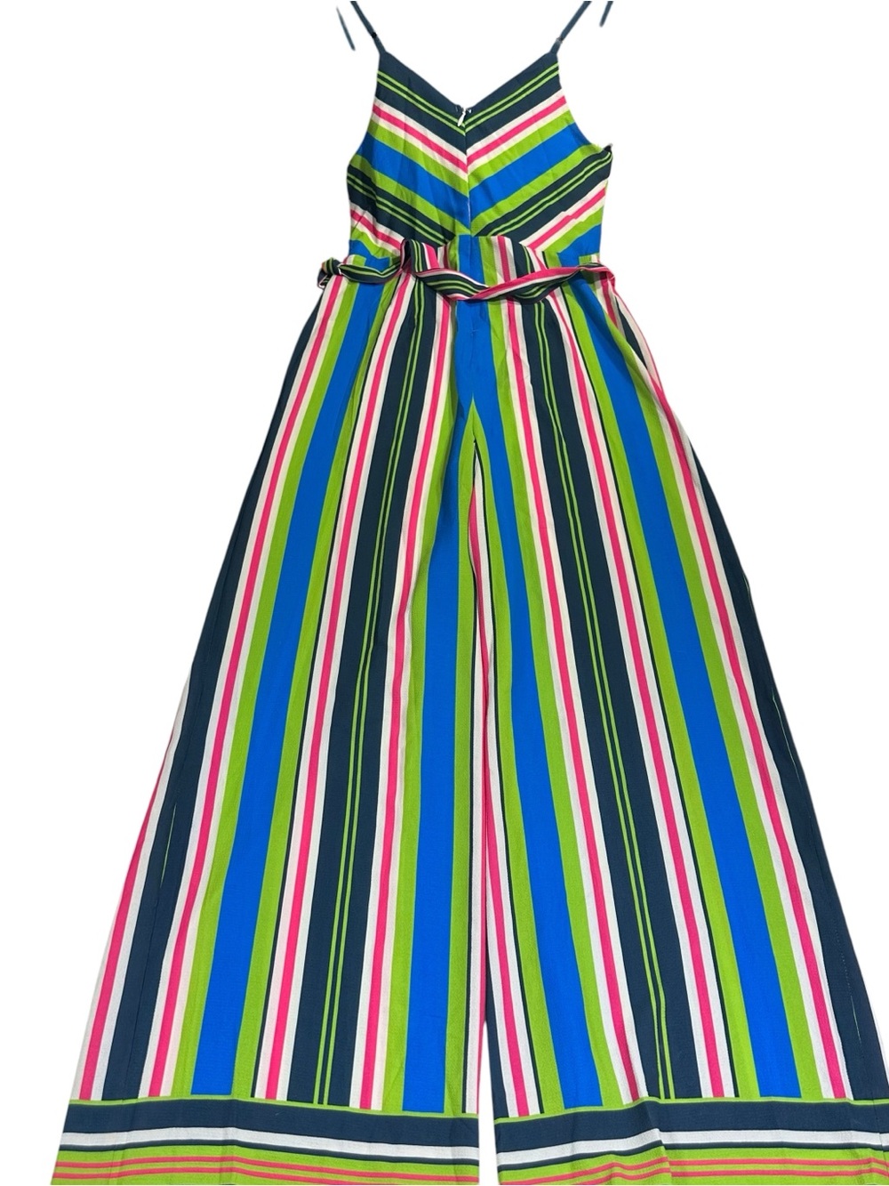 Jealous Tomato Rainbow Color Striped Wide Leg Jumpsuit Pantsuit Sz Sm Belted NWT